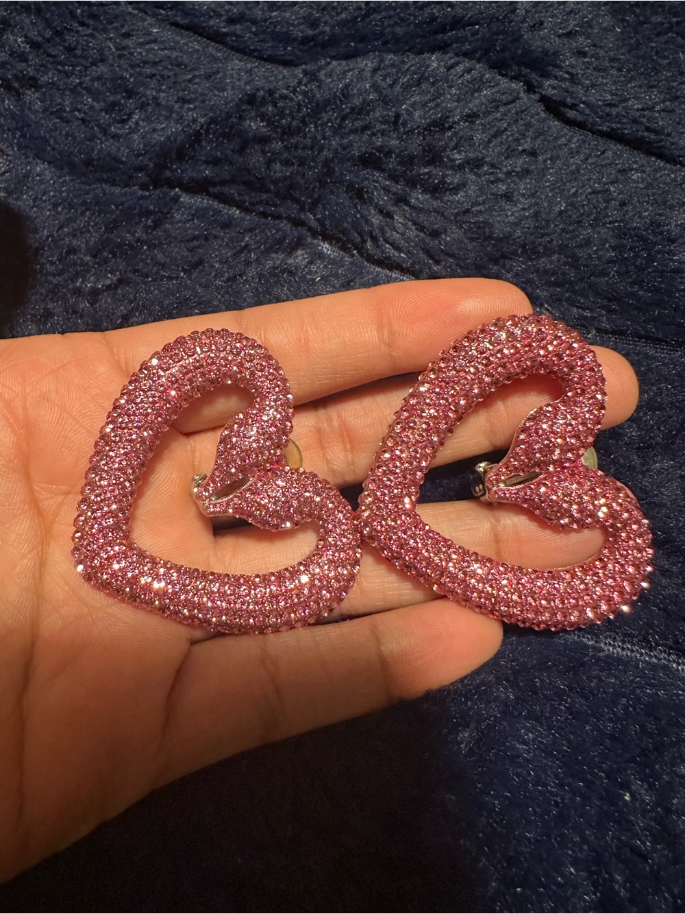 Swarovski Pink Crystal Heart Hoop Earrings